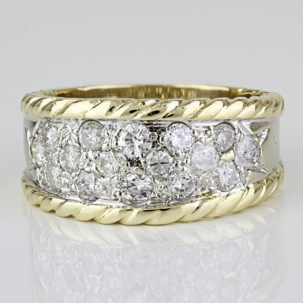 14k Two-Tone Gold 1 Carat Diamond Band